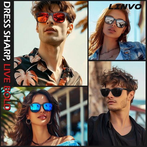 LINVO Polarized Sunglasses - Ultralight TR90 Shades for Men & Women | HD UV400 Protection