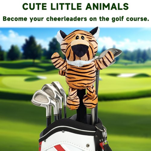 Funny Golf Driver Headcovers – Plush Animal Golf Club Covers for Woods & Drivers – Fits All Club Brands, Stylish & Protective, Perfect for Men & Women (Tiger A)