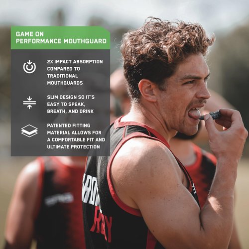 Game On Mouthguards - Only ADA Accepted Strapless Adult Sports Mouth Guard for Football, Basketball, Lacrosse, Hockey - Superior Protection, Comfortable Fit (Braces Mouthguard) (Adult, Clear)