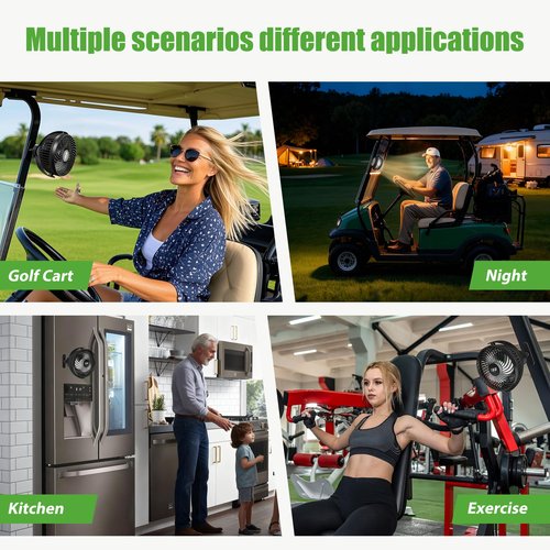 10L0L Usb Golf Cart Fan - Magnetic Mount,rechargeable,56H Battery,Silent 360° Adjustable,For Golf & RV