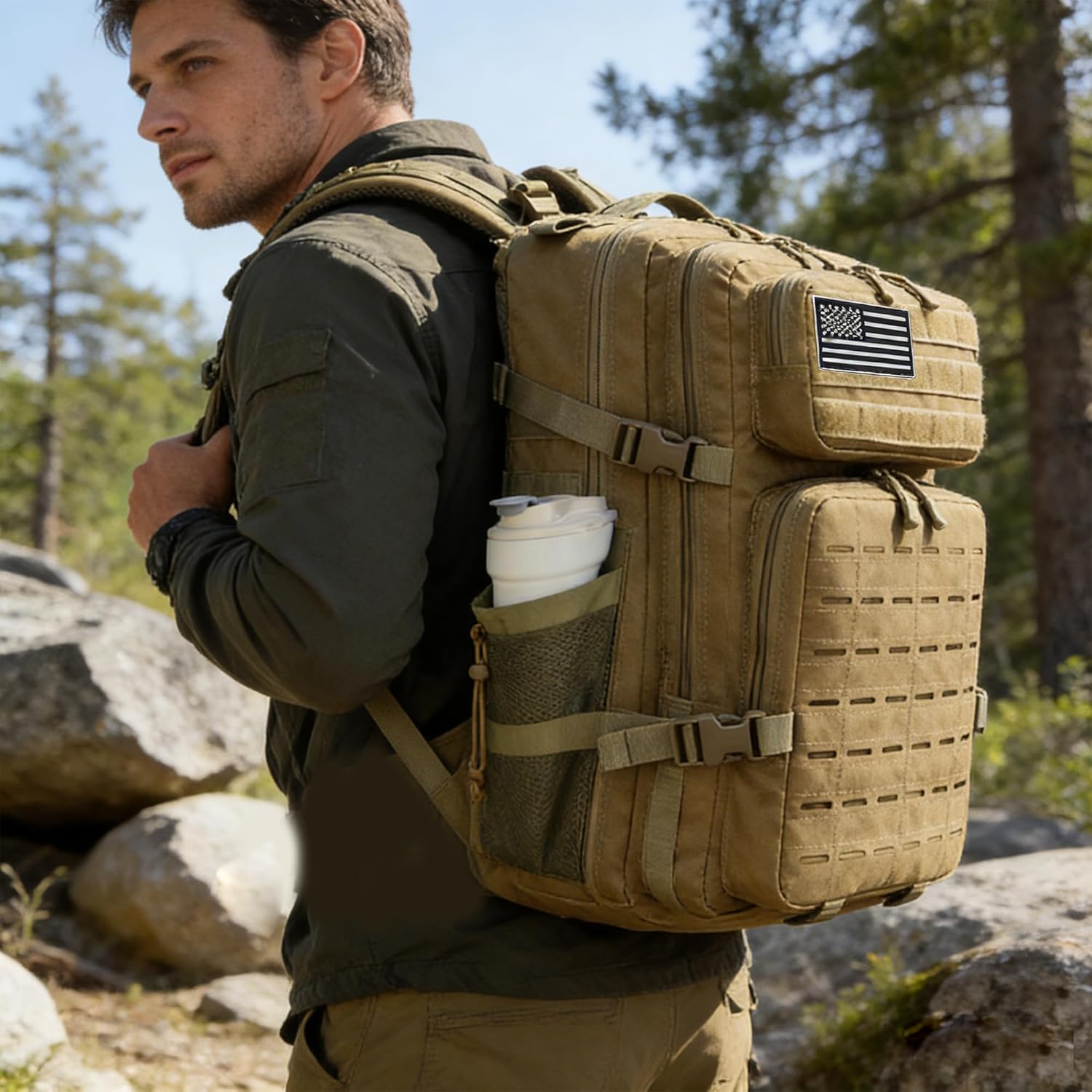 Skiennix Military Tactical Backpack - 45L/25L Assault Pack for Hiking | Unisex Molle Daypack
