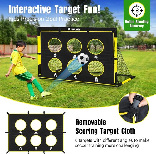 Kids Soccer Goal Set by [Brand Name] - 2 Durable 6x4 ft Goals for Backyard Training | Perfect for Ages 3-12