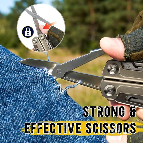 BIBURY 24-in-1 Titanium Multitool Pliers, 8.7oz Ultra-Light EDC Pocket Tool with Sheath & Belt Clip, Aerospace-Grade Titanium Handle for Camping, Hiking, DIY, Gift for Men - 2048DT