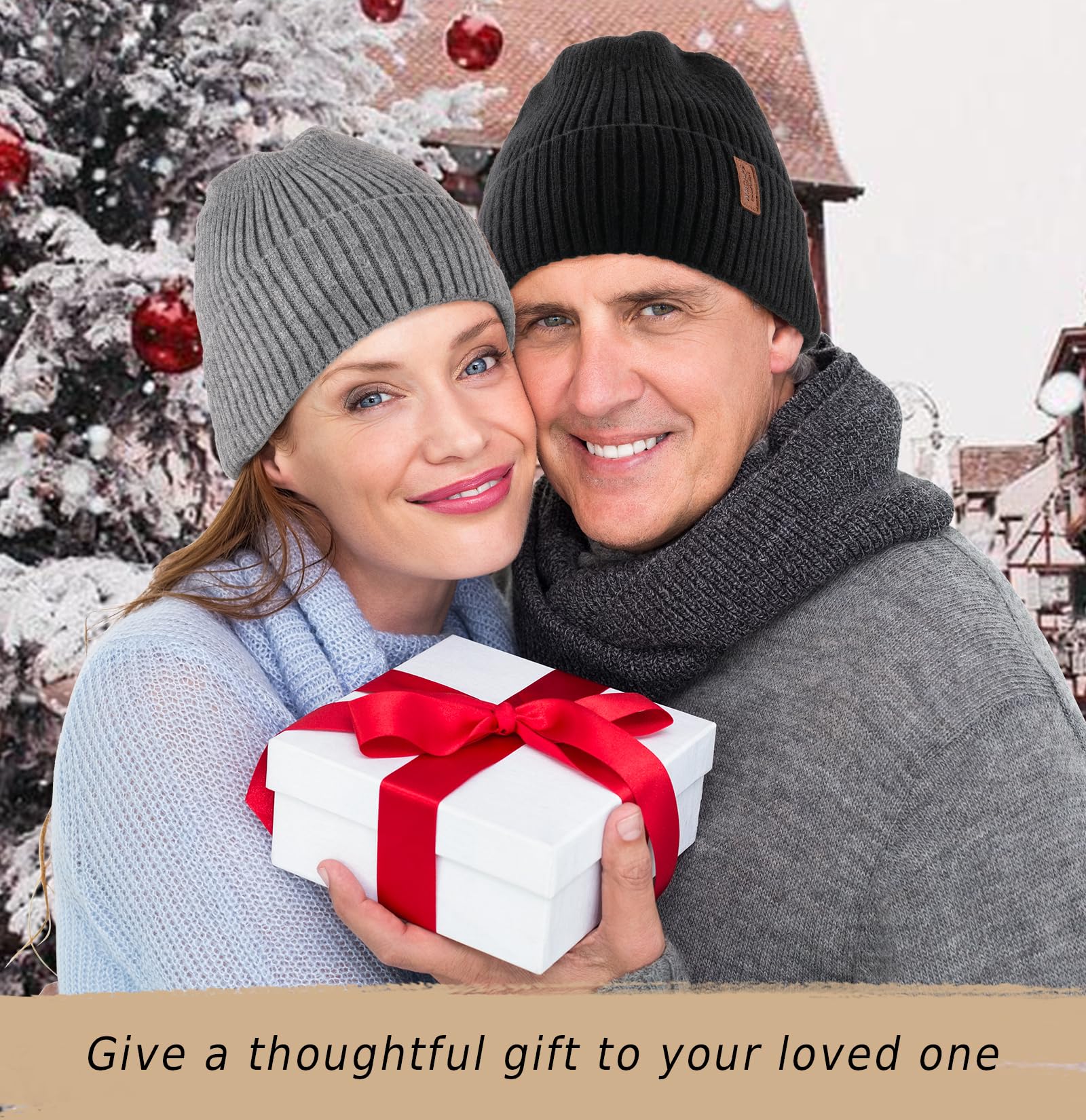 Wmcaps Beanie Winter Hats for Men Women, Fleece Lined Beanie Warm Winter Beanie Unisex Fashion Knit Cuffed Cap (Red)
