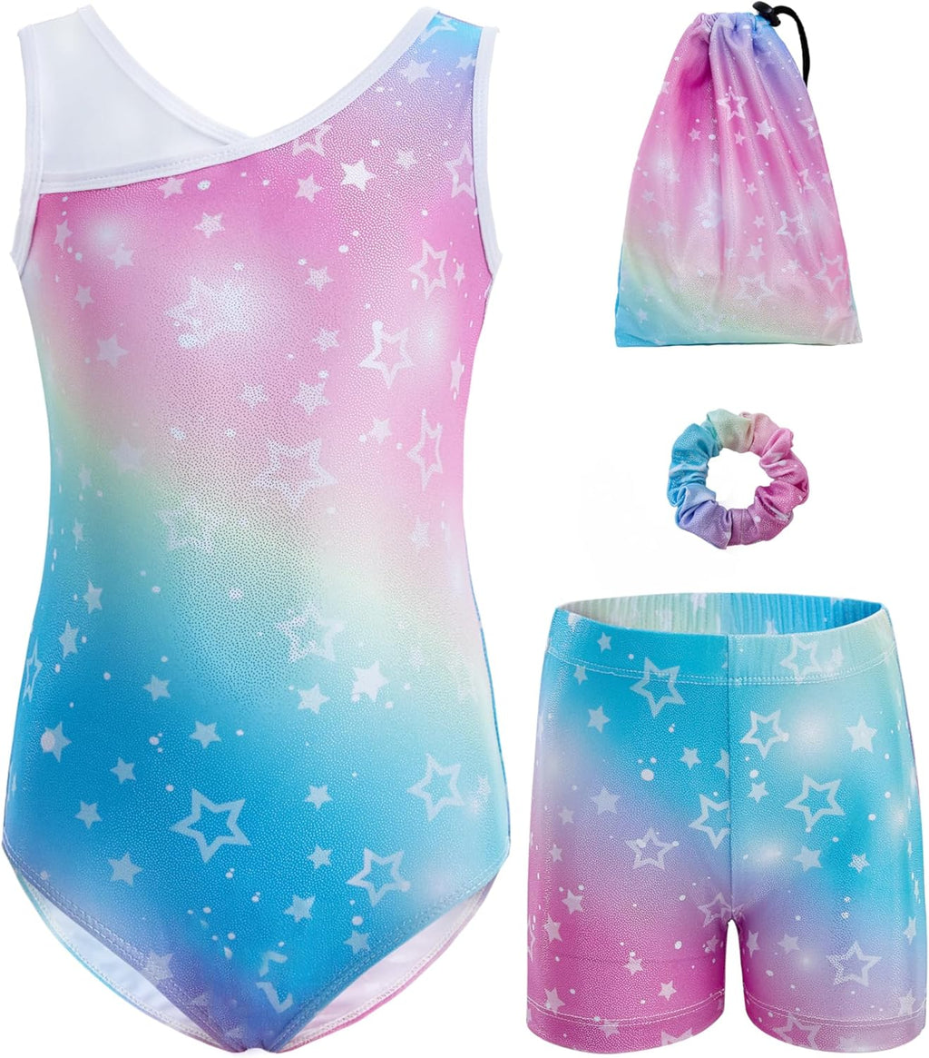 Regine Switzerland Gymnastics Leotards for Girls - 4-Piece Outfit with Storage Bag & Scrunchie | Ages 3-12