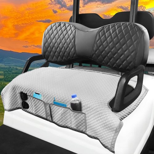 Yamaha Golf Cart Seat Blanket for Winter, Warm Material, 54.3''x 33.7'', Easy to Install and Clean, 4 Convenient Pockets, Gray Golf Cart Seat Covers for G2 G8 G9 G16 G19 G22 G29