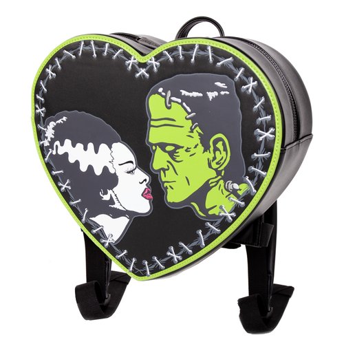 Rock Rebel Bride of Frankenstein & Frankenstein Monster Heart Shaped Backpack - Official Universal Monsters Bag