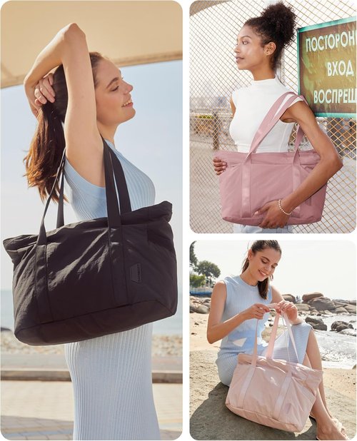 BAGSMART Tote Bag for Women - Zippered Work Tote with Compartments | Ideal for Travel & Gym