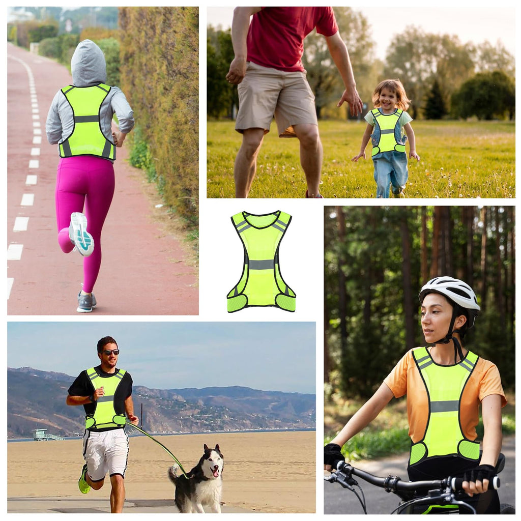YBEATY Reflective Running Vest High Visibility Reflector Vest with Large Pocket Safety Running Gear for Runners Biking Walking Women Men Lightweight Comfy