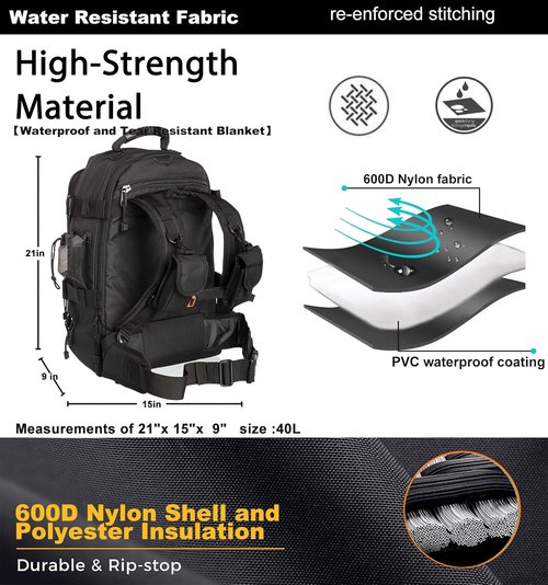Miramrax Tactical Backpack Military Army Daypack - Assault Pack for Men Molle Backpacks Bug Out Bag 3 Day Pack for Hiking Camping Travel Hunting Rucksack Trekking Black