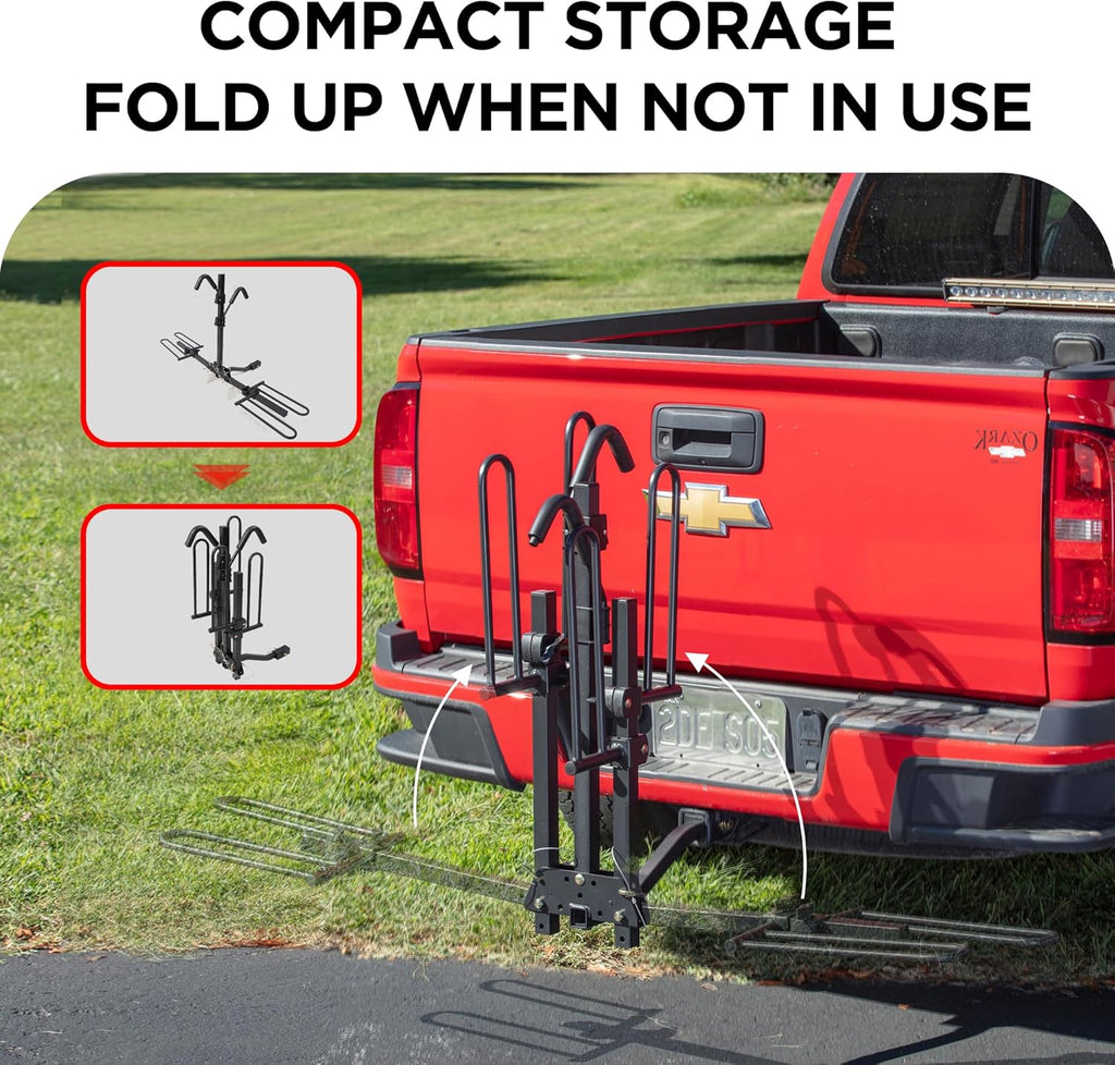 Young 2 Bike Rack - Foldable Hitch Mount Bicycle Carrier for Cars, SUVs & Trucks - 80 lbs Capacity
