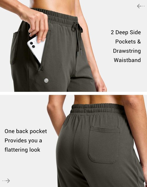G Gradual Women's Tall Sweatpants - Cotton Joggers with Zipper Pockets | 30"/32"/34" Inseam