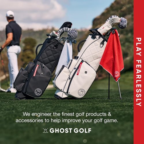 Ghost Golf Magnetic Towel (Caddie) - Premium Ultra-Absorbent Microfiber Golf Towel with Magnet for Golf Carts or Clubs - 18" x 40" Golfing Gear - Waffle Weave Pattern (Dark Grey)