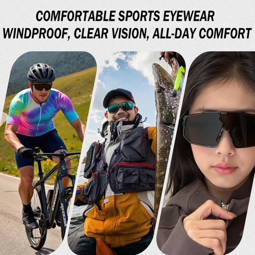 ActHose Polarized Sports Sunglasses for Men Women, UV Protection Lightweight Goggles for Driving Fishing Cycling Running
