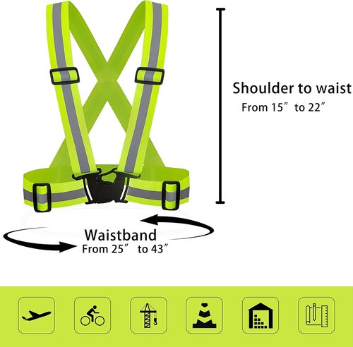 DUSKCOVE Hi-Vis Safety Vests - Adjustable Neon Reflective Gear for Traffic Control & Running | 2 Pack