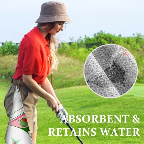 Swooflia Golf Towel with Clip for Golf Club Bags for Men Women Golfers Accessories, Elegant Unique Good Life Microfiber Large Golfing Rag with 4 PCS Golf Tees