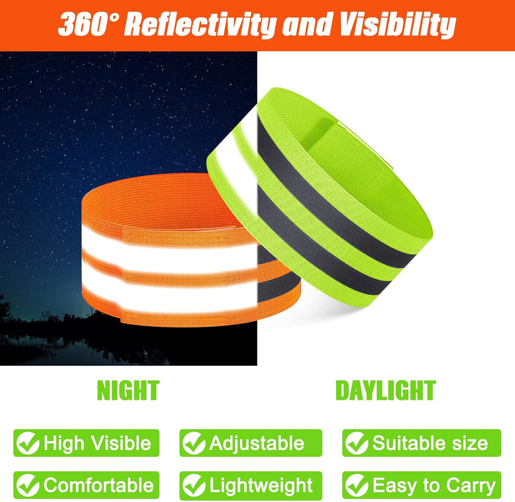 Zubebe Reflective Bands - 48 High Visibility Safety Straps for Wrist, Arm, Ankle & Leg | Perfect for Night Walking, Cycling & Running