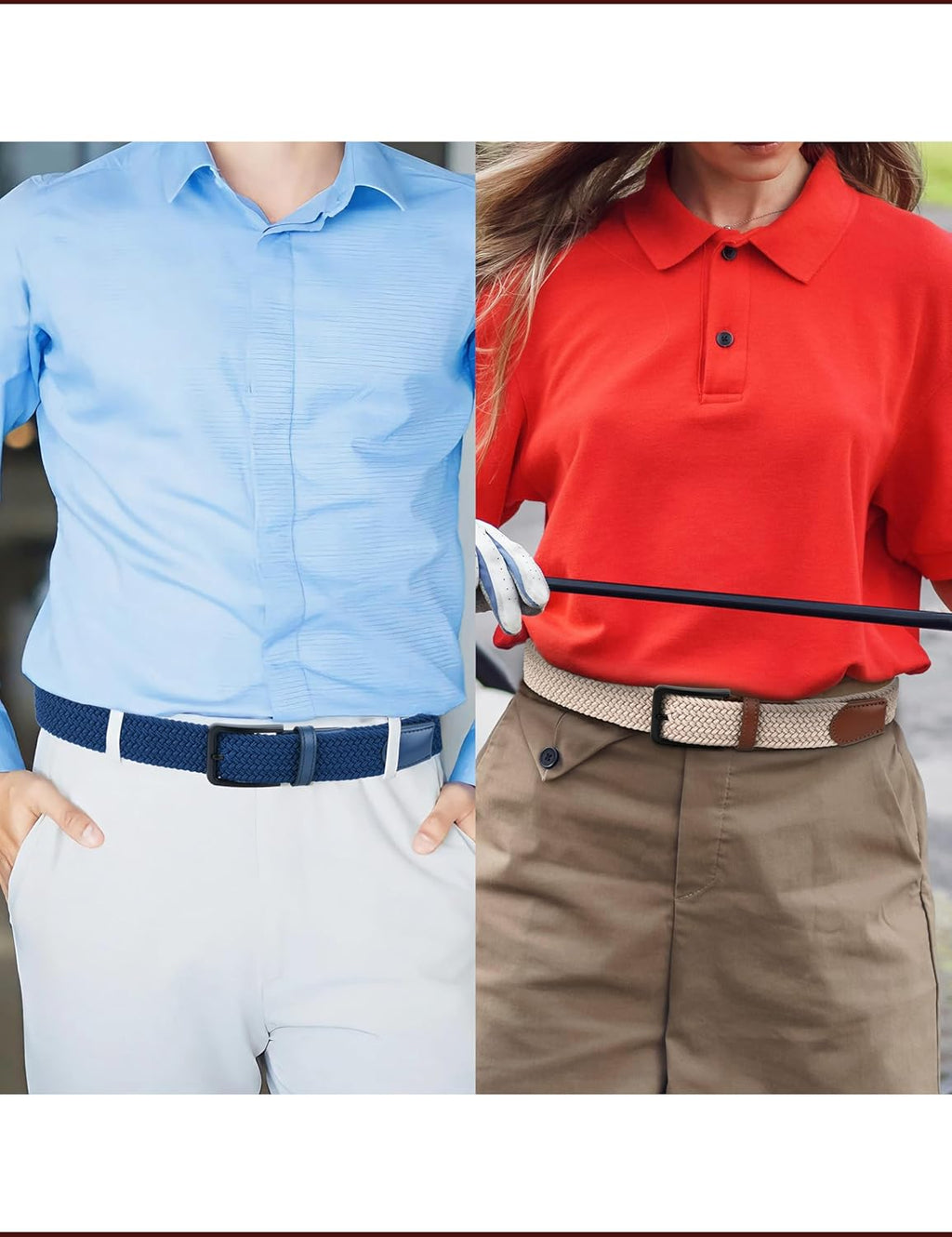 Skiennix Stretch Elastic Braided Golf Belt - 1 3/8 Inch Wide for Men & Women