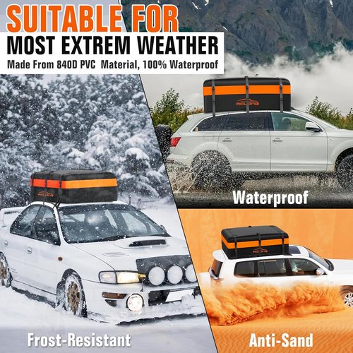 ACLONG Car Roof Bag - 21 Cubic Feet Waterproof Heavy-Duty Rooftop Cargo Carrier | Includes Anti-Slip Mat & Lock