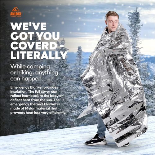 Mylar Emergency Blankets - Heavy Duty Thermal Survival Blankets | 10 Pack, 82" x 64" Size