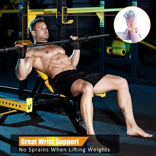Ihuan Breathable Weight Lifting Gloves - Fingerless Design for Enhanced Grip & Wrist Support | Ideal for Training, Rowing, Pull-Ups