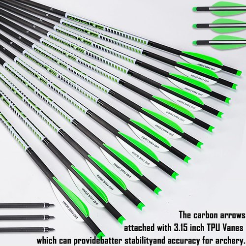 LWANO 100% Pure Carbon Crossbow Bolts Arrows 22 Inch Archery Arrows 12 Pack and 6 Pack Hunting Crossbow Broadheads kit for Hunting & Target Practice