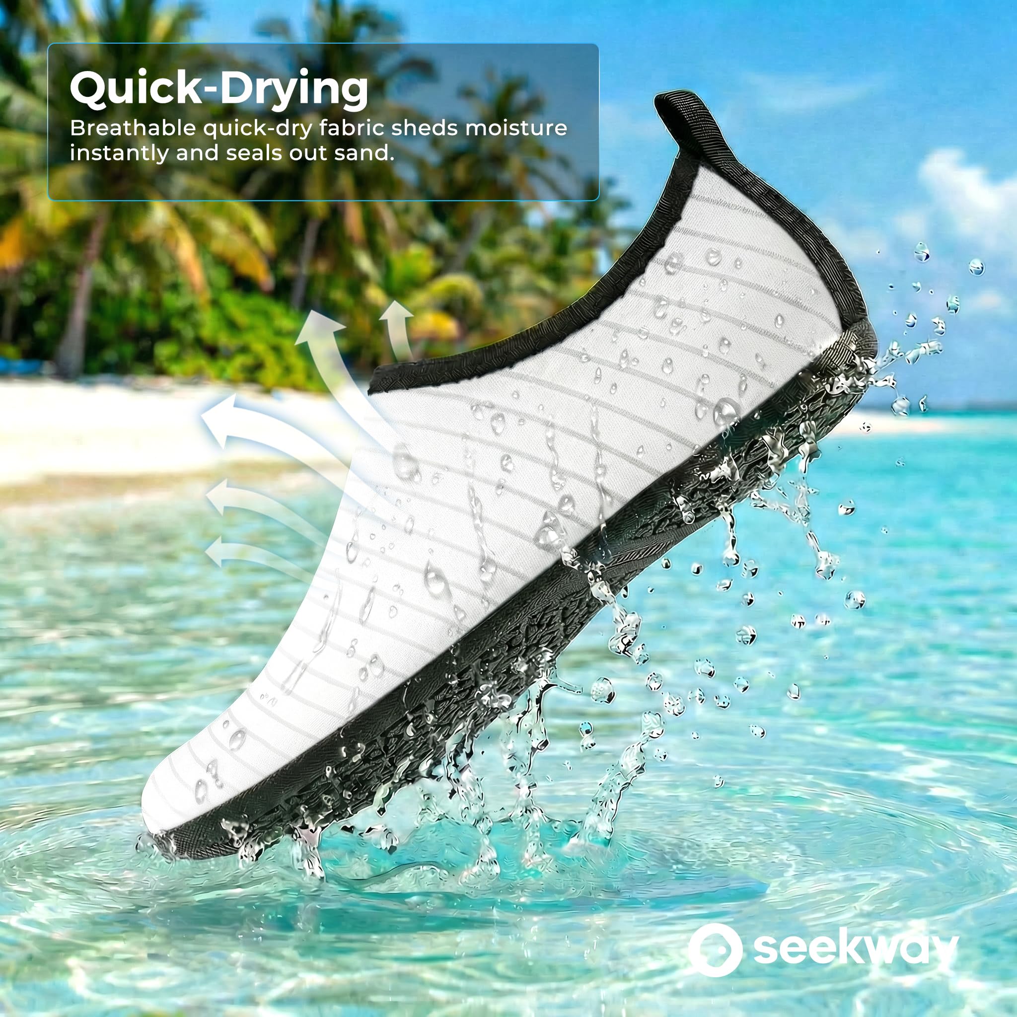 SEEKWAY Water Shoes Quick-Dry Aqua Socks Barefoot Non Slip for Beach Swim Yoga Pool Lake Surf Women Men White SK002(U)