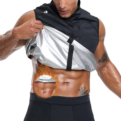 HOTSUIT Sweat Vest for Men Weight Loss Full Zipper Sauna Vest for Men Anti-Rip Heat Trapping Shirt for Gym Boxing, Black, 3XL