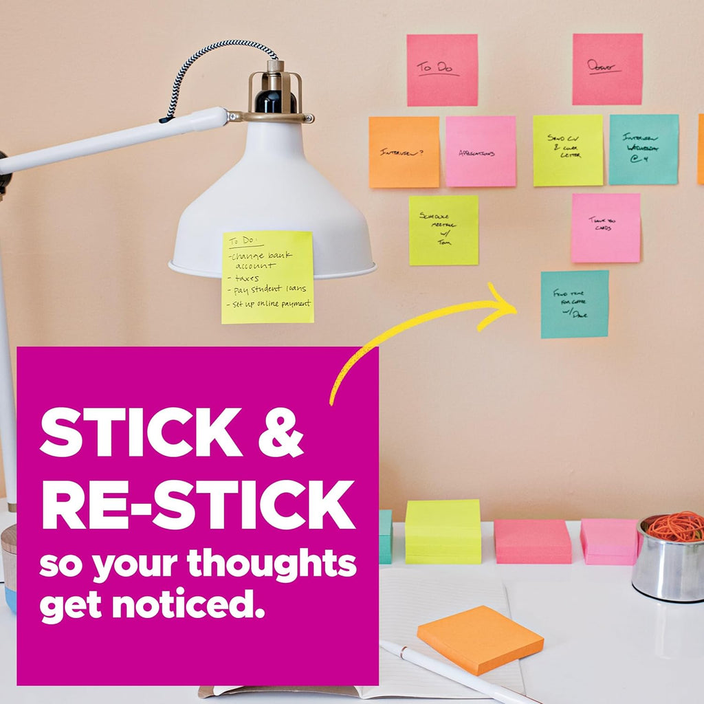 Post-it Super Sticky Notes - 24 Pads, 3x3 In. | Supernova Neons Collection with 2X Sticking Power