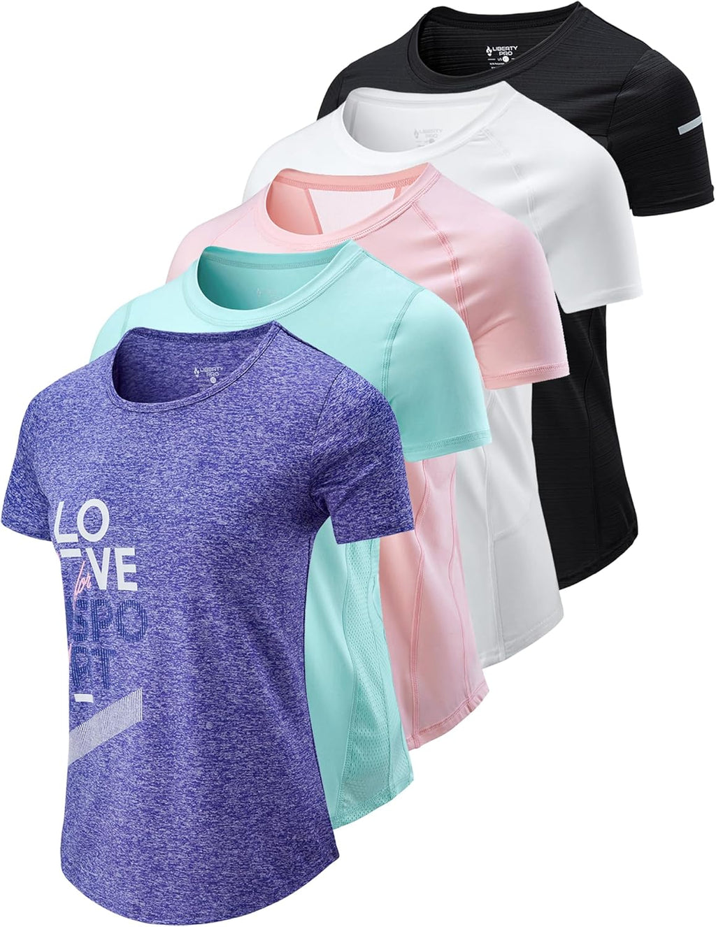 Skiennix Women's Dry Fit Short Sleeve T-Shirts - Athletic Workout Tees for Gym & Yoga | 5 Pack