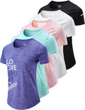 Skiennix Women's Dry Fit Short Sleeve T-Shirts - Athletic Workout Tees for Gym & Yoga | 5 Pack