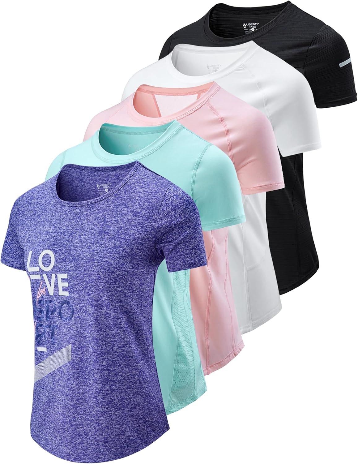 Skiennix Women's Dry Fit Short Sleeve T-Shirts - Athletic Workout Tees for Gym & Yoga | 5 Pack