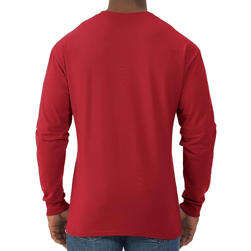 Jerzees Dri-Power Long Sleeve Cotton Blend T-Shirt - Moisture Wicking, Odor Protection, UPF 30+, True Red, Medium