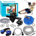 Zip Line Kit - 100FT/120FT/150FT/200FT for Kids & Adults | Up to 380Lbs Capacity with Rust-Proof Trolley & Spring Brake