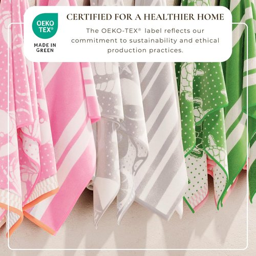 Great Bay Home 100% Cotton Beach Towels - Absorbent Quick-Dry 30 x 60" Pool Towels | Pink/White Crabs & Stripes