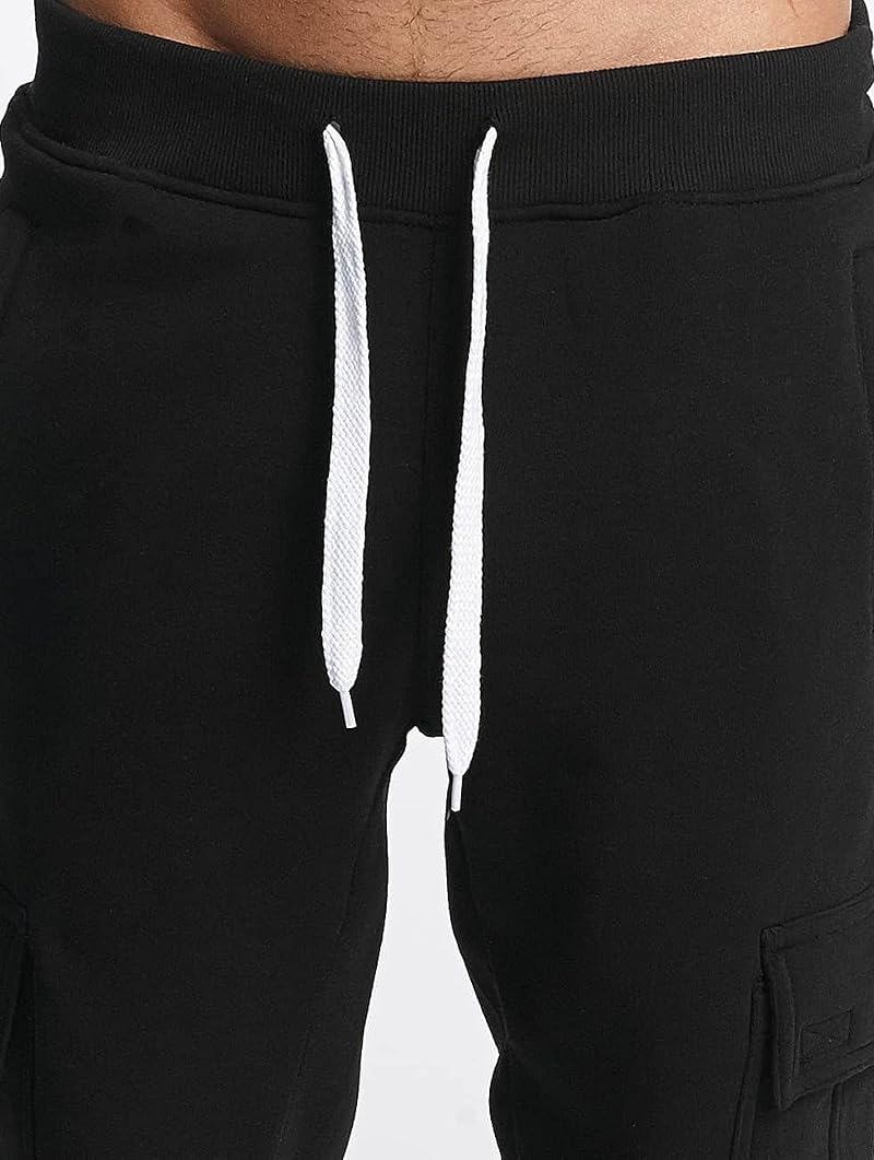 Southpole Men’s Basic Active Cargo Jogger Pants - Fleece & Tech Nylon, Black, Large