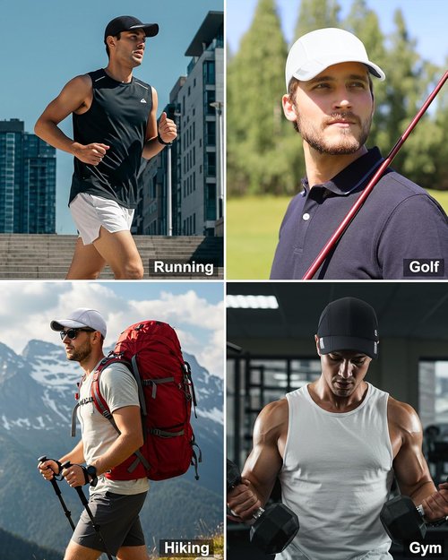 GADIEMKENSD UPF 50+ Foldable Sport Cap - Breathable & Reflective Unisex Design for Golf, Tennis, Travel