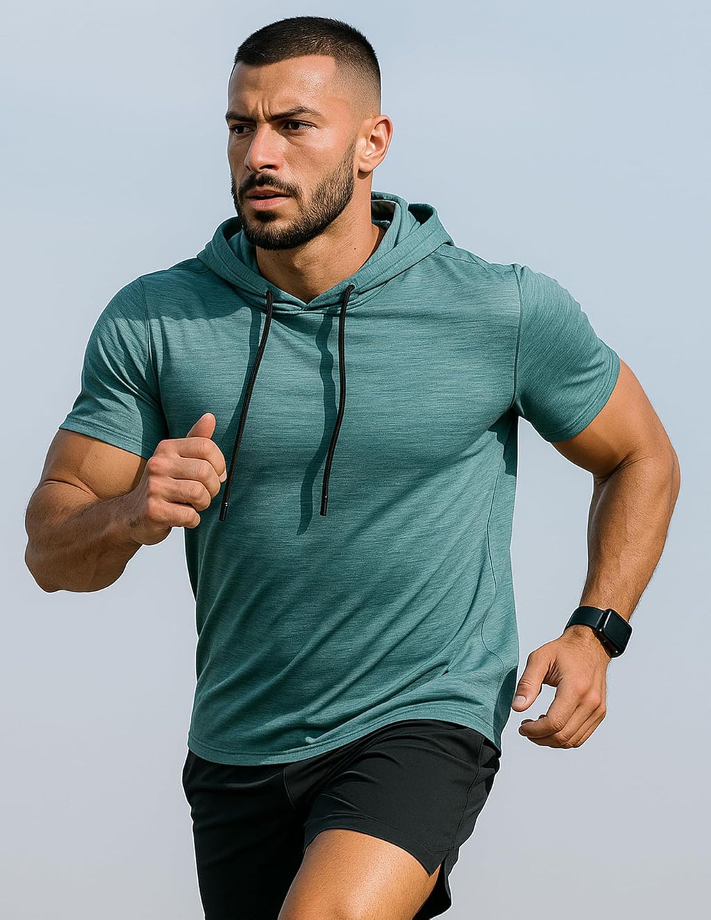 Skiennix Men's Lightweight Short Sleeve Workout Hoodies - Athletic Dry Fit T-Shirts for Gym | 3 Pack