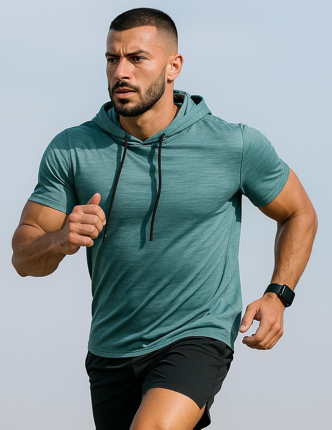 Skiennix Men's Lightweight Short Sleeve Workout Hoodies - Athletic Dry Fit T-Shirts for Gym | 3 Pack