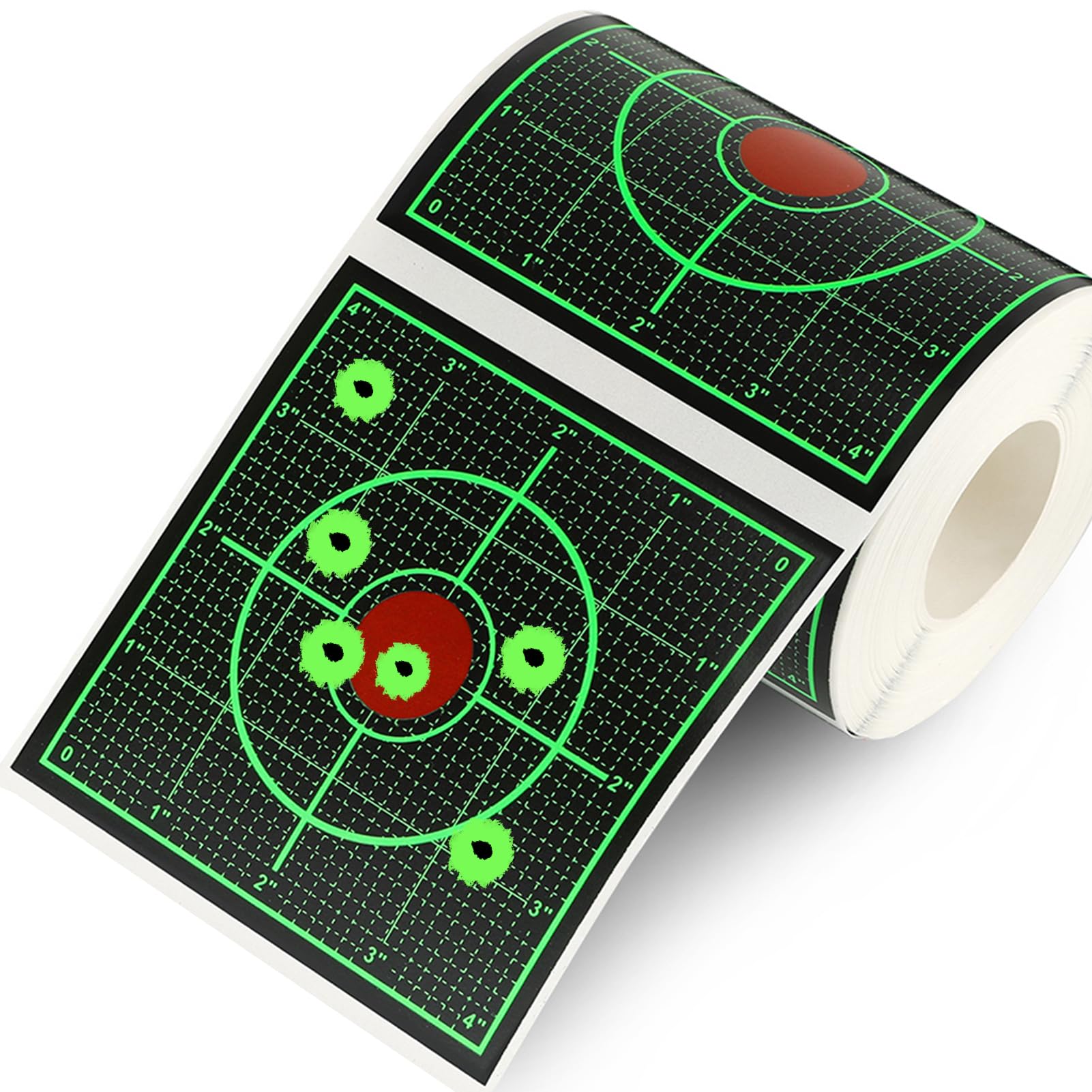 GearOZ Green Sight in Splatter Target Stickers 4" Reactive Paper Targets with Precision Location, 200PCS Adhesive Shooting Target, Dark Grid Bottom Line Calibration for BB Gun/Pellet Gun/Airsoft
