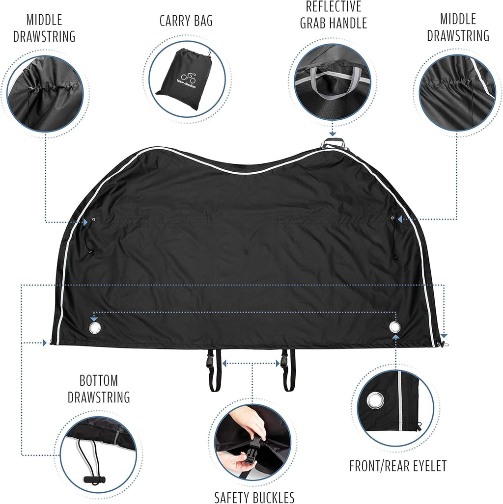 TeamObsidian Bike Cover - Waterproof Outdoor Storage & Travel Protection for 1-3 Bikes - Heavy Duty 300D Oxford Material