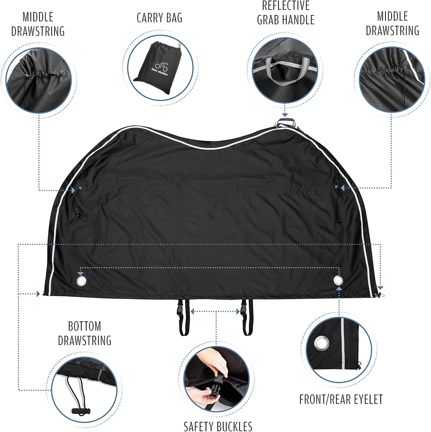 TeamObsidian Bike Cover - Waterproof Outdoor Storage & Travel Protection for 1-3 Bikes - Heavy Duty 300D Oxford Material