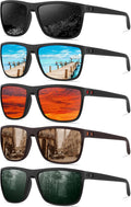 Polarized Sunglasses for Men - Lightweight Square Frame with UV Protection for Driving & Fishing