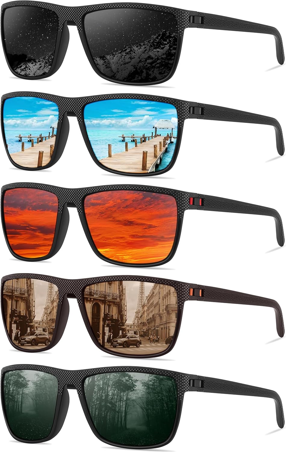 Polarized Sunglasses for Men - Lightweight Square Frame with UV Protection for Driving & Fishing