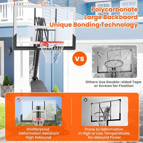 Feelwin Basketball Hoop - 10ft Height Adjustable Outdoor System with Steel Frame Backboard | Portable for Youth & Adults