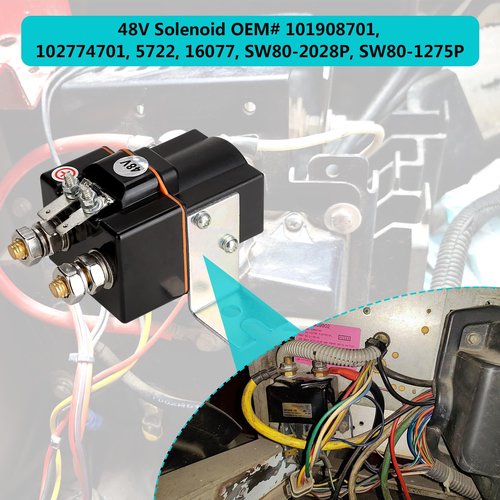10L0L Golf Cart Solenoid 48 Volt 4 Terminal with Resistor Assembly for Club Car DS 1995-UP & Precedent 2000-UP Electric Vehicles OEM# 101908701 1014947 102774701