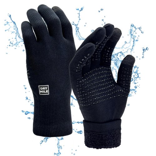 DRYMILE Alpine Waterproof Dexterity Gloves –Thermal Fleece Gloves for Men & Women – Touchscreen & Non-Slip Grip – Hiking, Skiing, Cycling, Fishing & Hunting – Large, Black