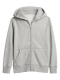 GAP Boys Full Zip Hoodie Sweatshirt - Light Heather Grey XS