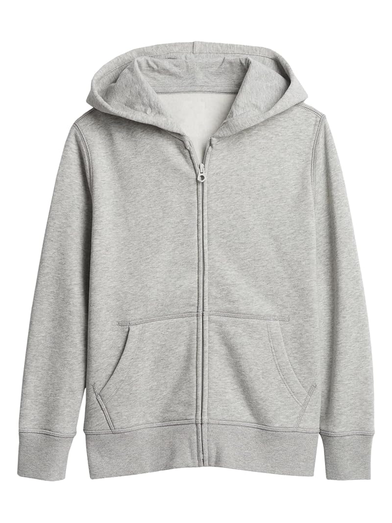 GAP Boys Full Zip Hoodie Sweatshirt - Light Heather Grey XS