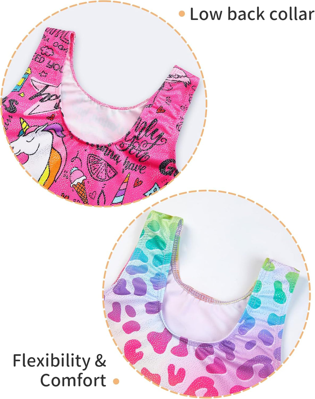 Skiennix 2 Pack Girls Gymnastics Leotards - Sparkly Sleeveless Tumbling Unitards | Comfortable Fit